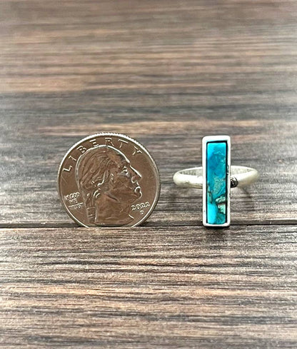 Vertical Bar Gemstone Adjustable Ring