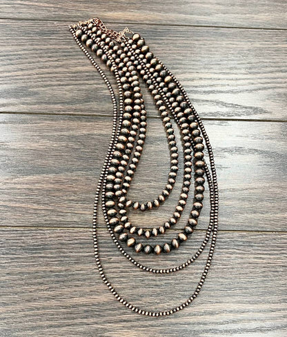 30" Copper Western Bead 5-strand Necklace