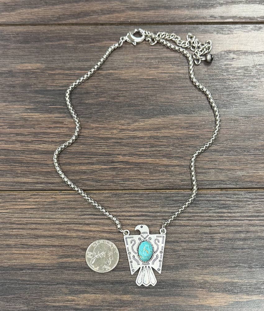17" Western Thunderbird Turquoise Necklace