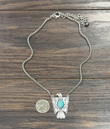 17" Western Thunderbird Turquoise Necklace