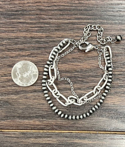 4mm Western Bead Strand Adjustable Bracelet