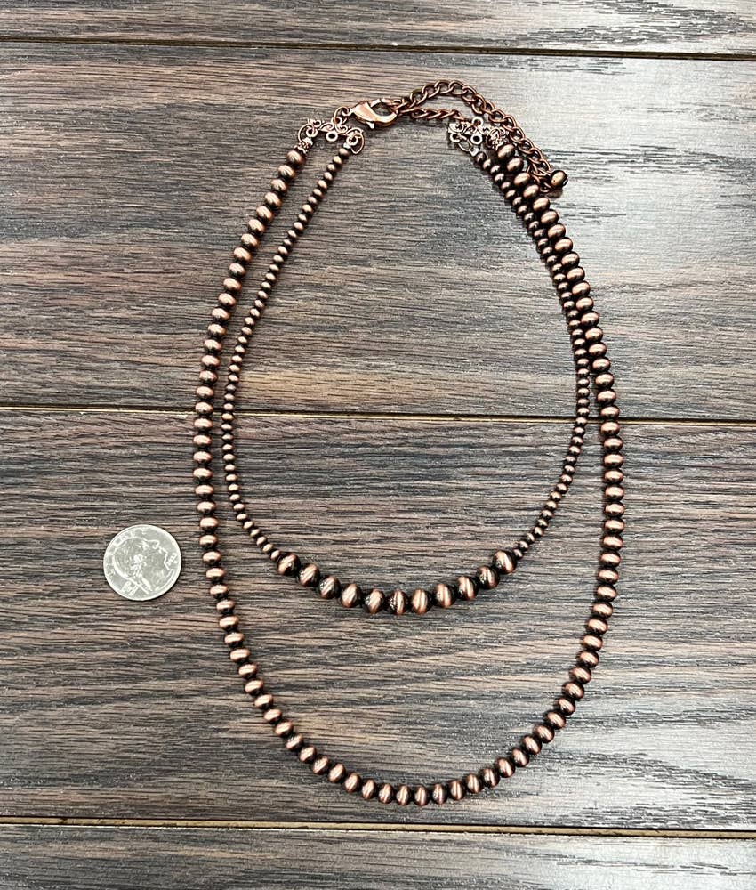 20" Copper Western Bead 2-strand Necklace
