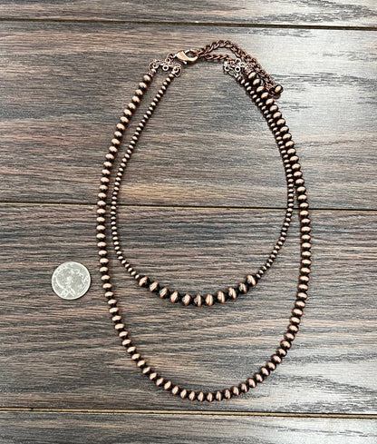 20" Copper Western Bead 2-strand Necklace
