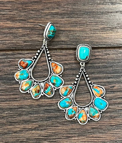 Big 2.4" Western Gemstone Post Earrings