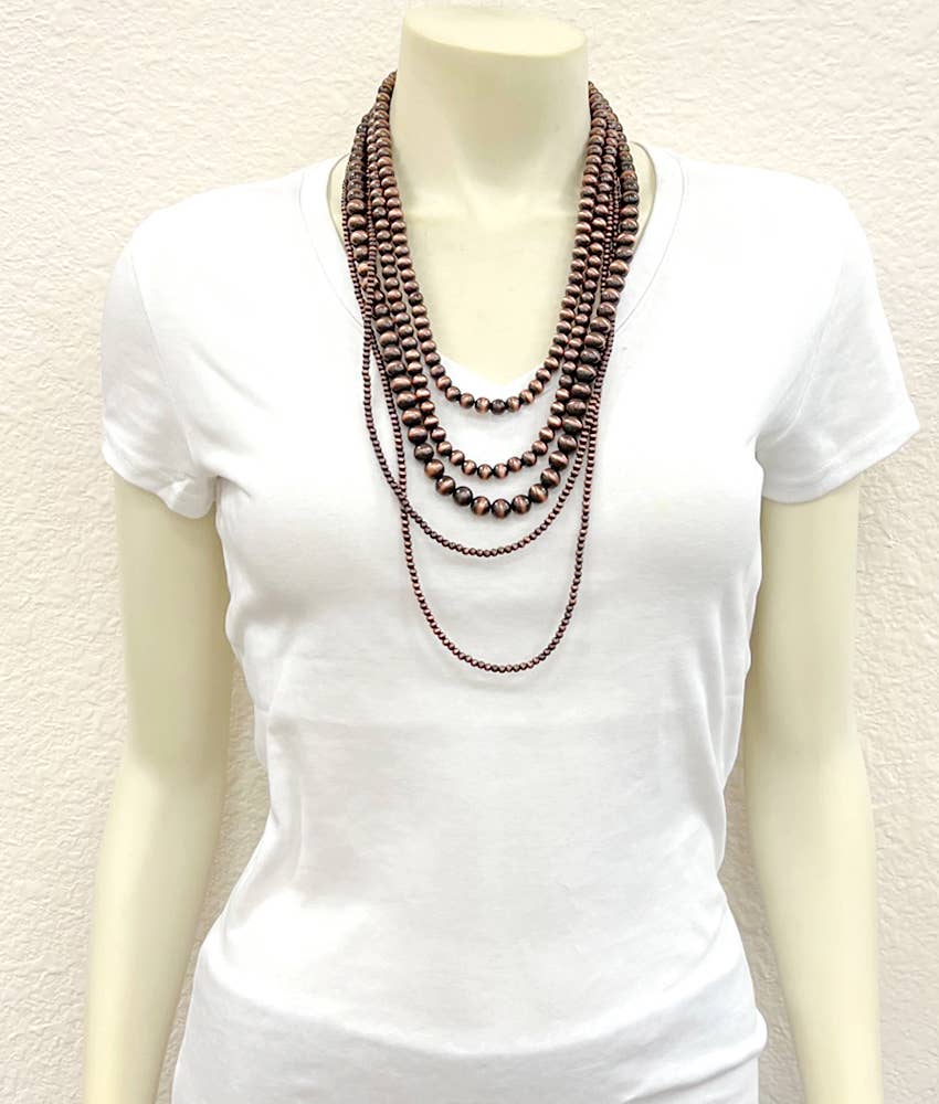 30" Copper Western Bead 5-strand Necklace
