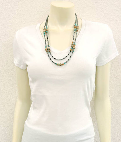 22" Western Gemstone 2-trand Necklace