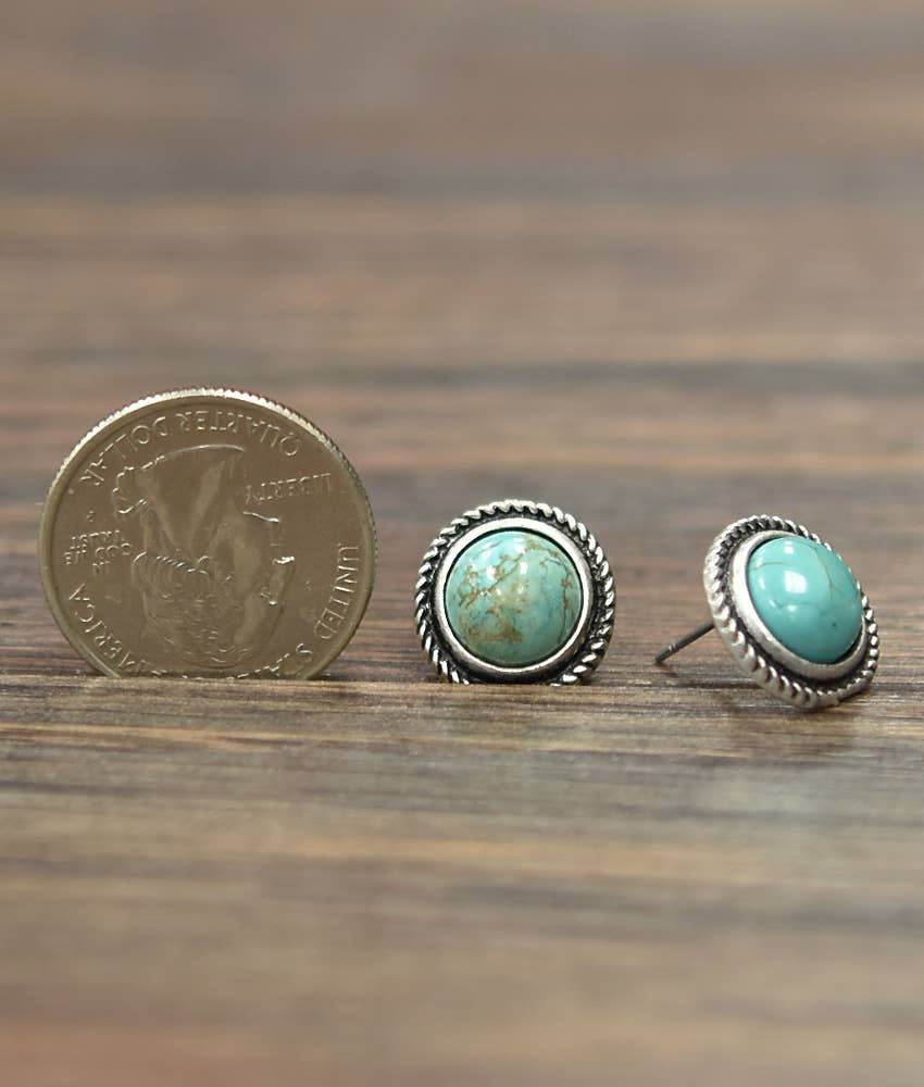 10mm Round Turquoise Stud Earrings