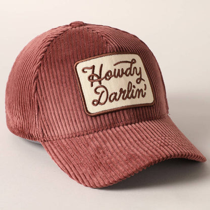 Howdy Darlin' Corduroy Cap BURGUNDY