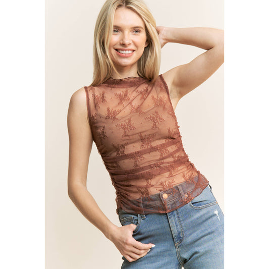 MESH LACE SLEEVELESS TOP