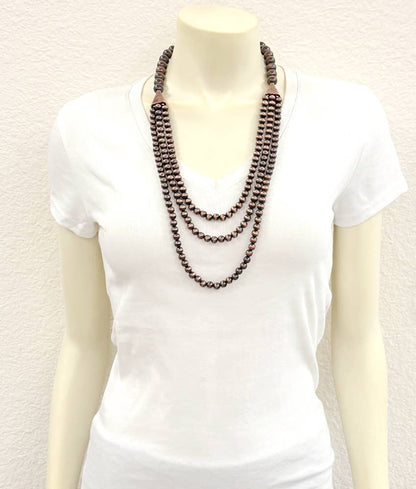 30" Copper Western Bead Layered Necklace