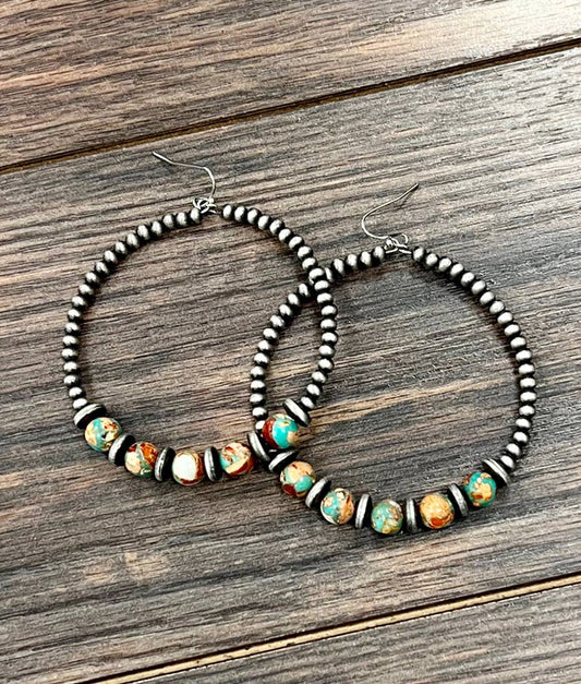 Big 2.5" Western 8mm Gemstone Hoop Earrings