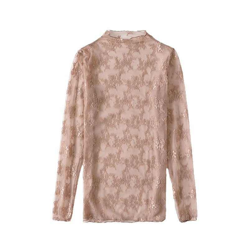 MESH LACE HIGH NECK TOP