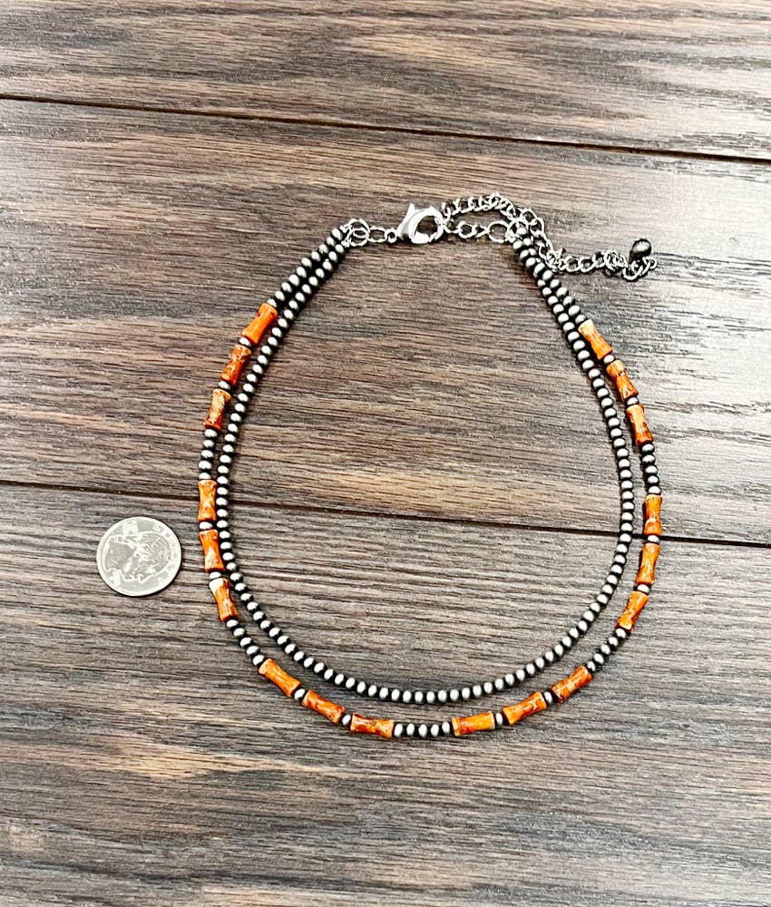16" Western Gemstone 2-strand Necklace