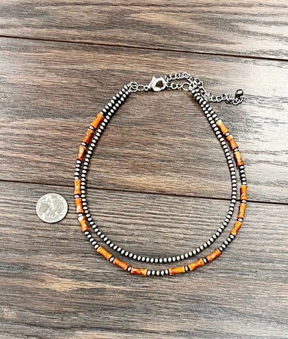16" Western Gemstone 2-strand Necklace