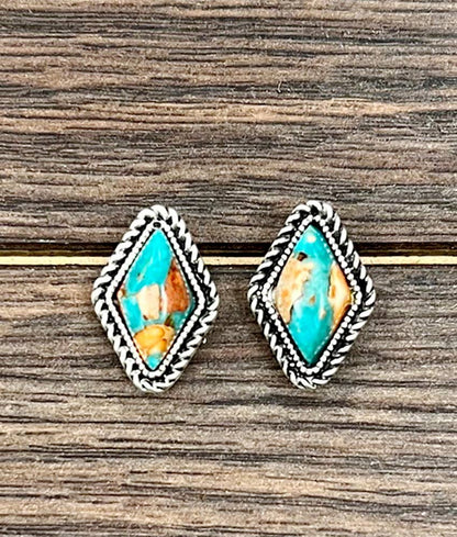 16mm Diamond Gemstone Stud Earrings