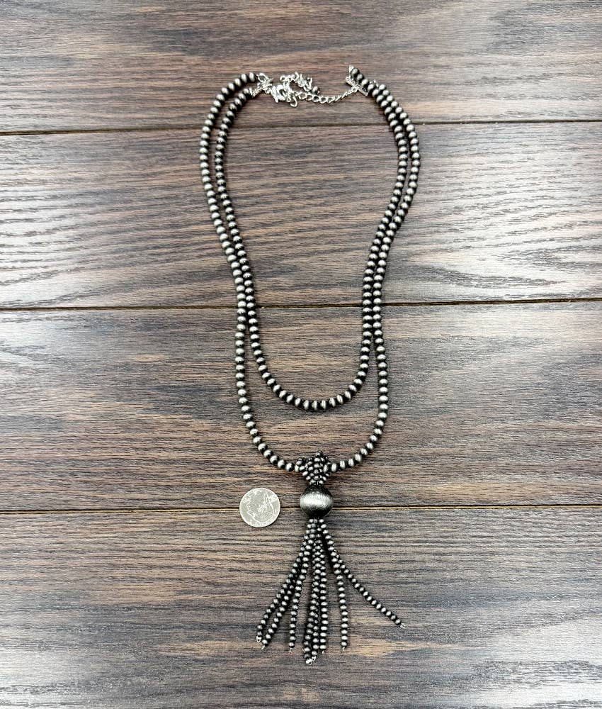24" Navajo-style Western Bead Tassel Necklace