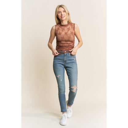 MESH LACE SLEEVELESS TOP