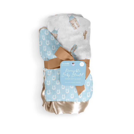 Reversible Boys Blanket Howdy Partner Blue