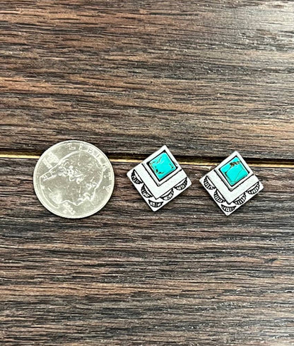 Boho Turquoise Stud Earrings