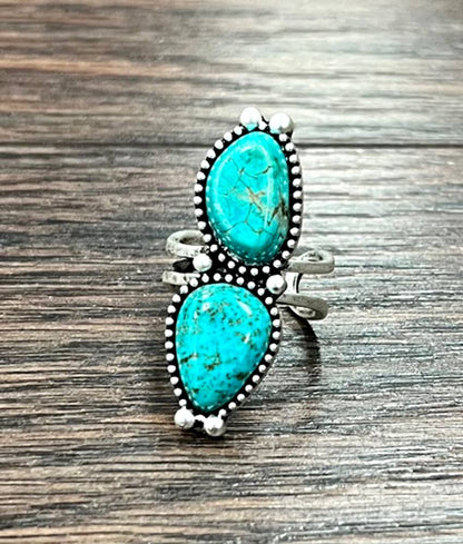Turquoise, Brass Adjustable Ring