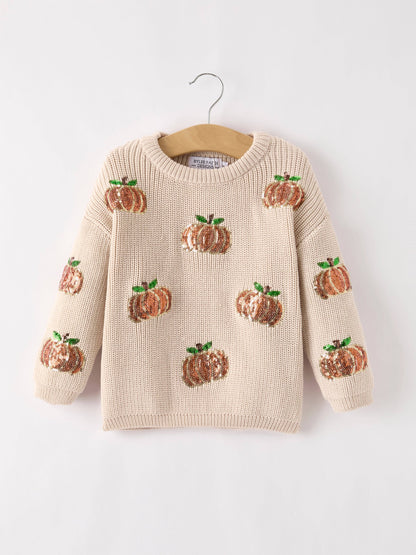 Thanksgiving Pumpkin Sequin Sweater