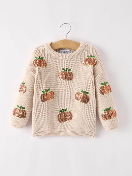 Thanksgiving Pumpkin Sequin Sweater