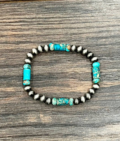 Handmade Navajo Gemstone Stretch Bracelet