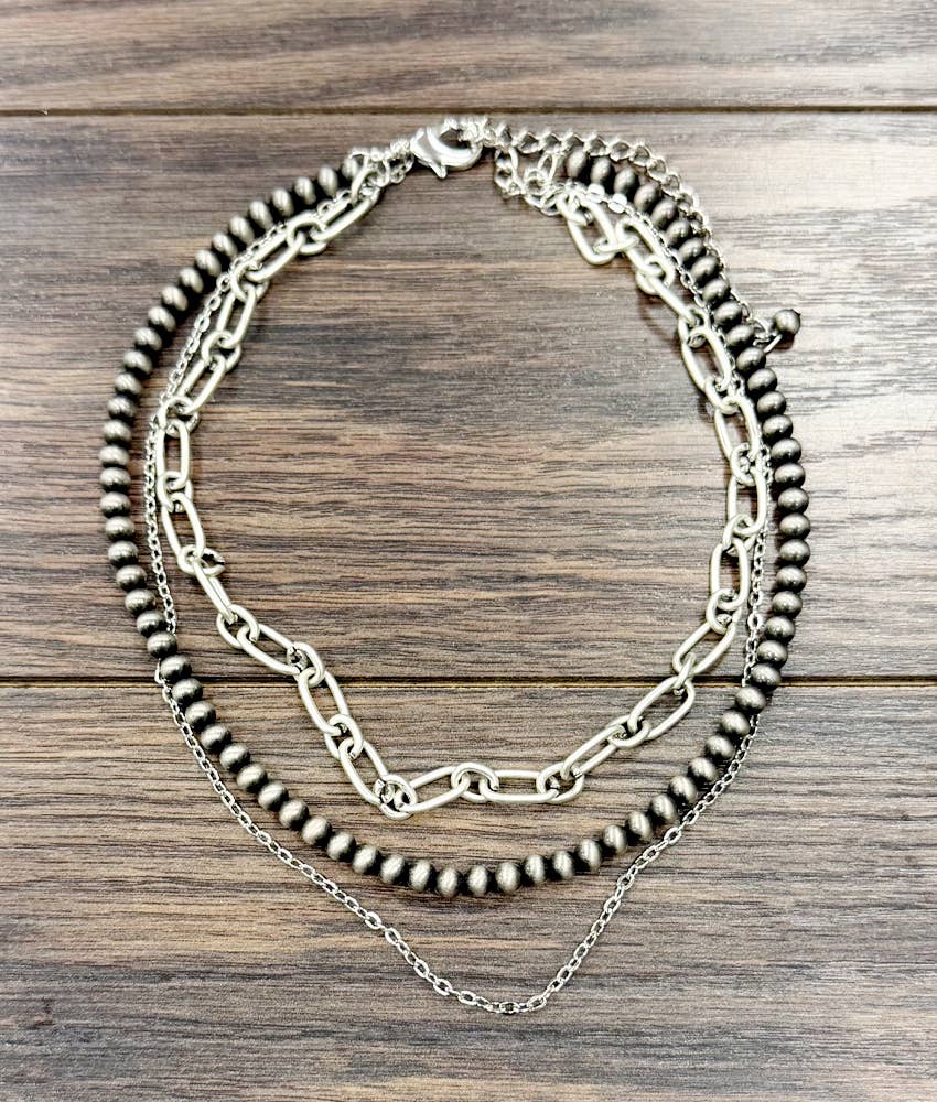 18" 6mm Western Bead 3-strand Necklace