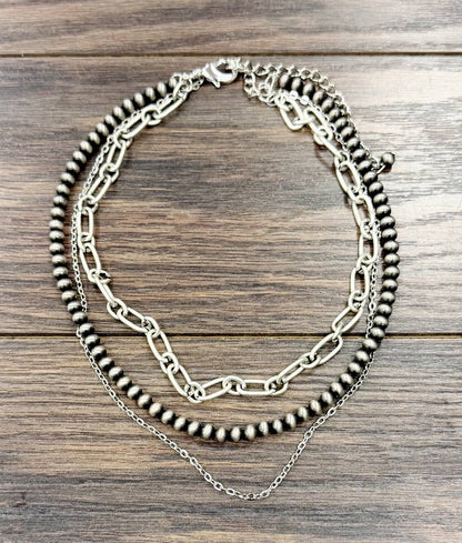 18" 6mm Western Bead 3-strand Necklace