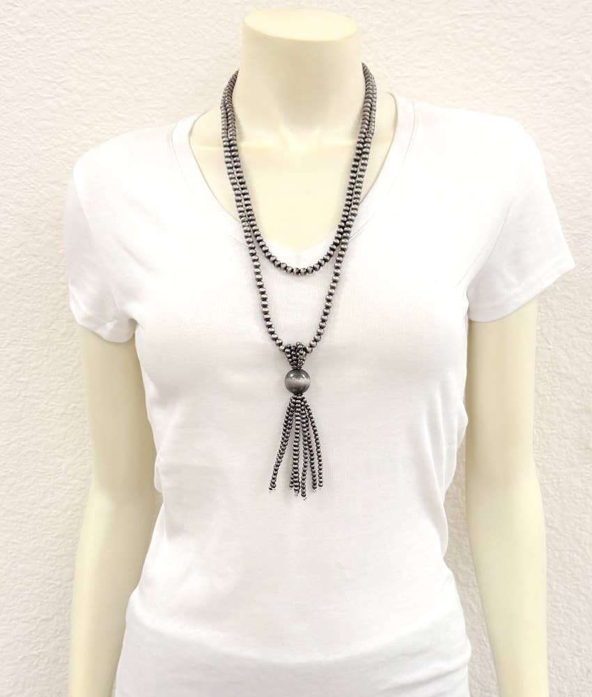 24" Navajo-style Western Bead Tassel Necklace
