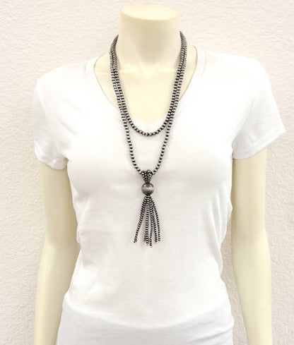 24" Navajo-style Western Bead Tassel Necklace