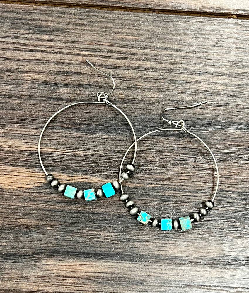 Square Gemstone Hoop Earrings
