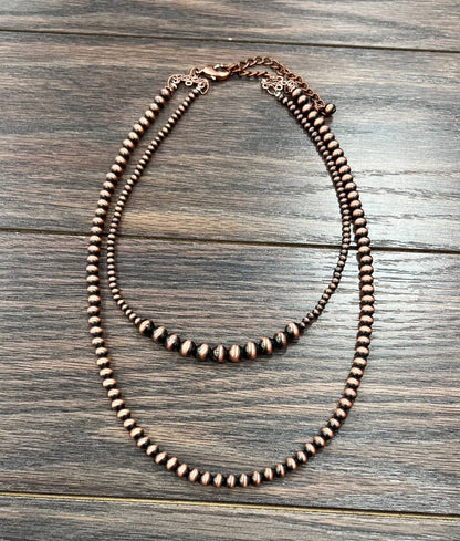 20" Copper Western Bead 2-strand Necklace