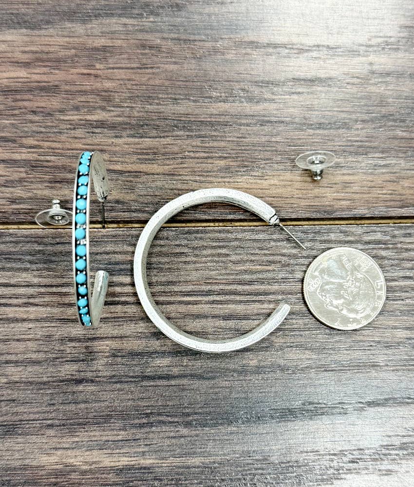 1.75" Western Bling Hoop Stud Earrings