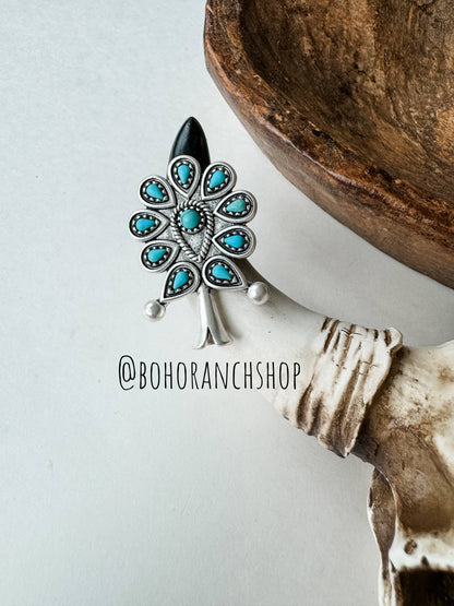 Turquoise Squash Blossom Ring