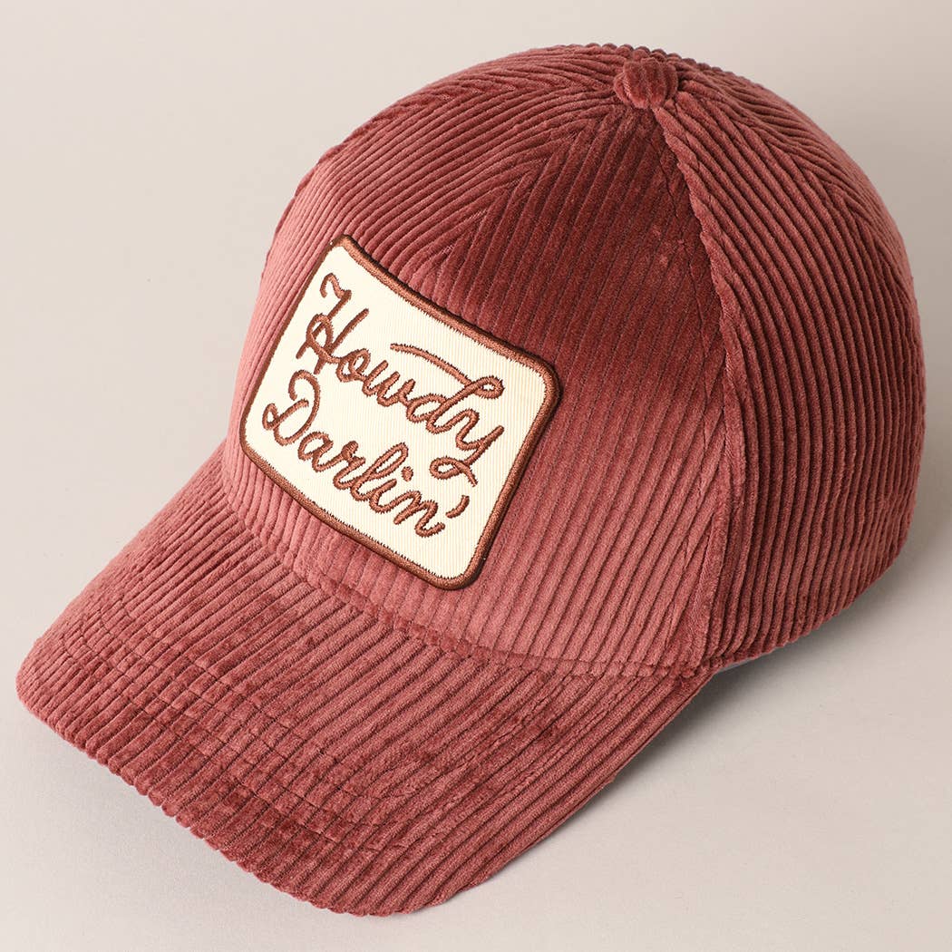 Howdy Darlin' Corduroy Cap BURGUNDY