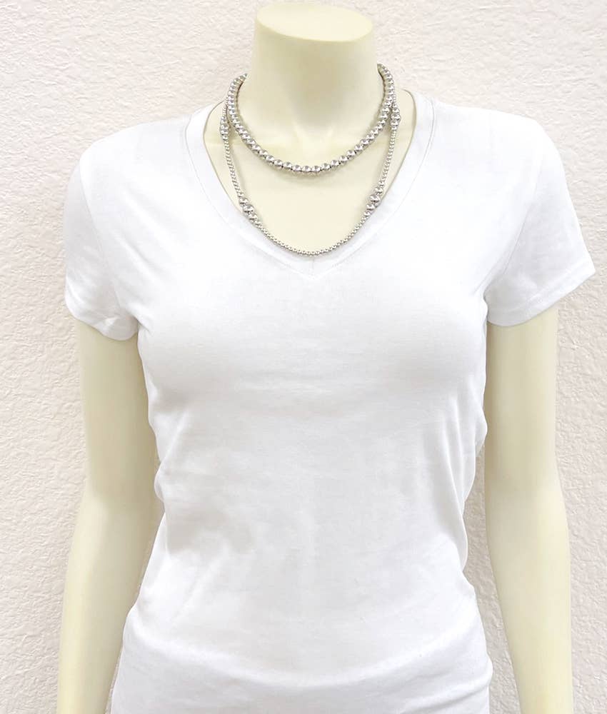 Handmade Silver Navajo Bead Necklace