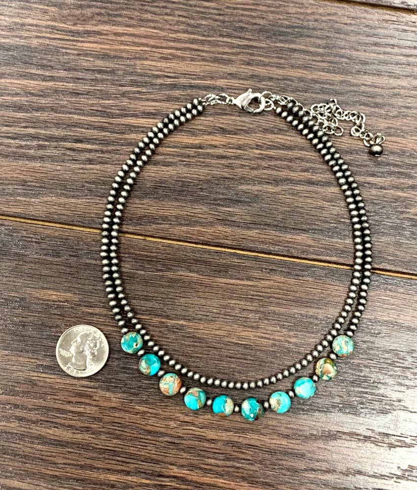 15" Handmade Navajo Round Gemstone Necklace