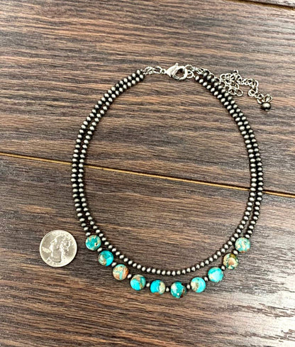 15" Handmade Navajo Round Gemstone Necklace