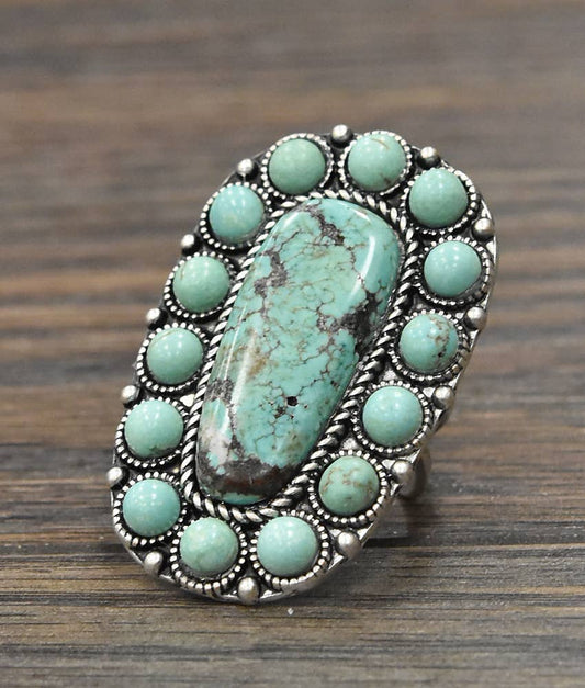 Turquoise, Brass Adjustable Ring