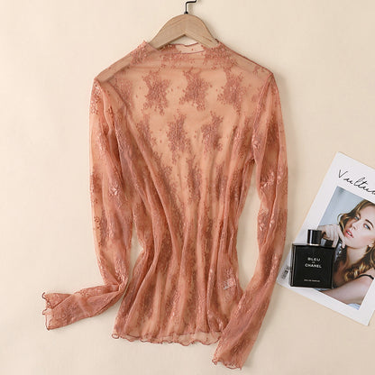 MESH LACE HIGH NECK TOP
