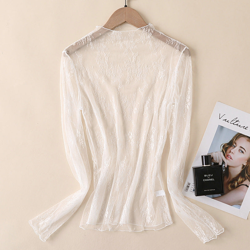 MESH LACE HIGH NECK TOP