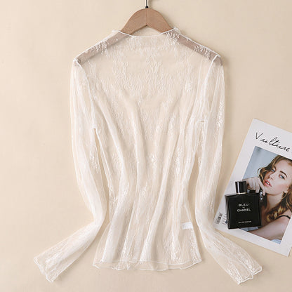 MESH LACE HIGH NECK TOP